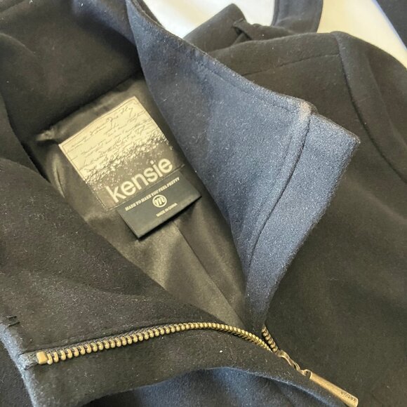 Kensie | Long Black Dress Coat Overcoat with Zipper/ Belt Closure | Size M - Picture 14 of 16